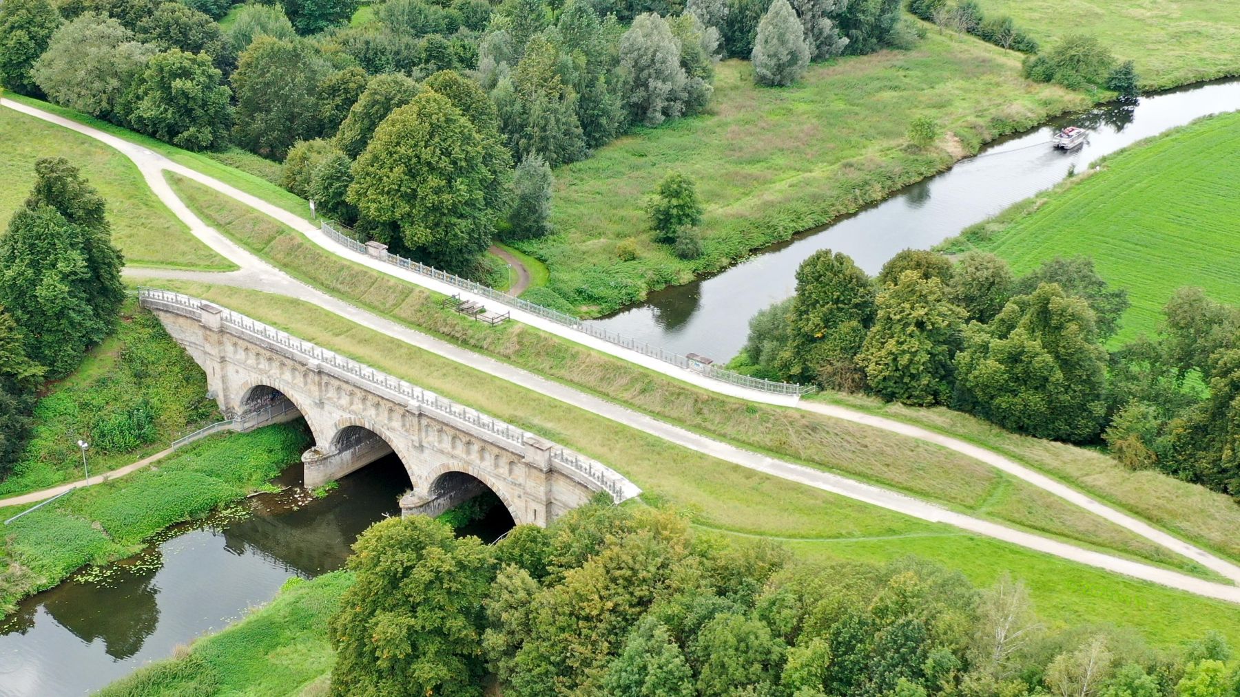 Dreibogenbrücke mit Stever-Floß