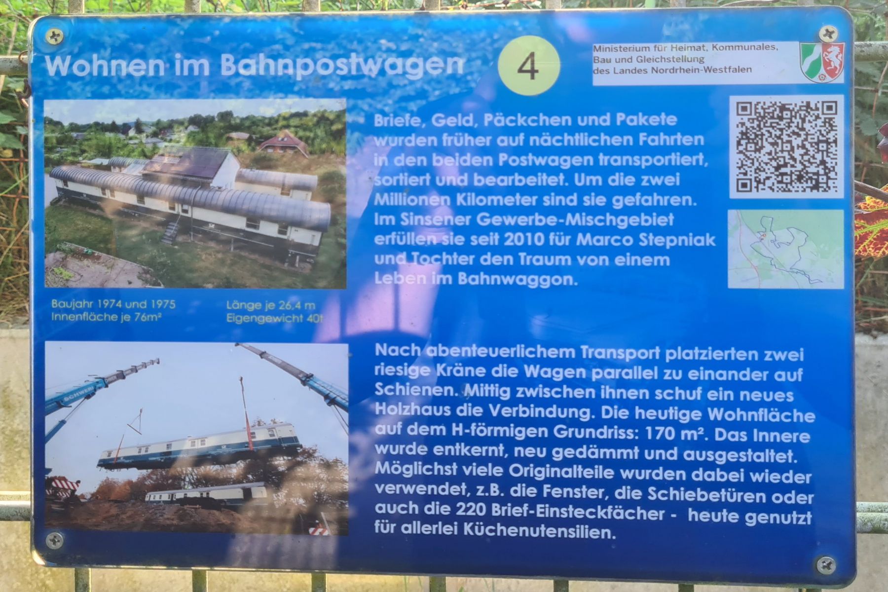 Infotafel zu Wohnwaggons in Marl